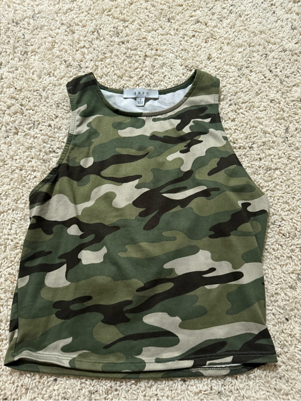 gaze Olive Green Camo Tank Top